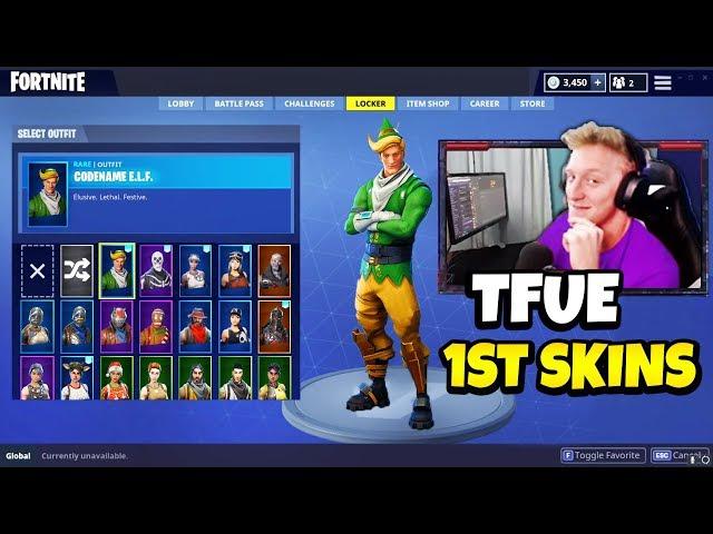 Tfue His FIRST Skin Collection | Nog Ops, Renegade Raider, Black Knight, Christmas Skins & More!