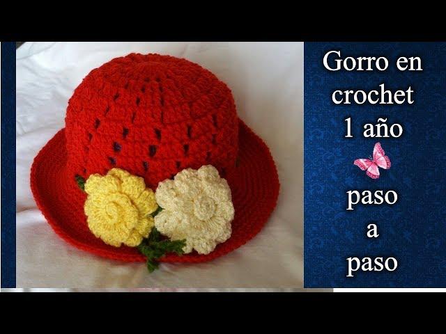 GORRO DE 1 AÑO en crochet PASO A PASO