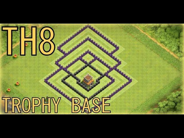 Clash of Clans Town Hall Level 8 New Design Trophy Base -- (COC TH8) New Design Trophy Base 2017