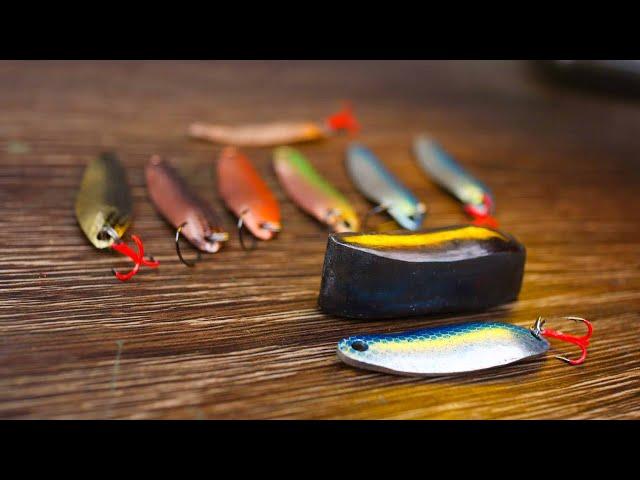 Homemade micro spoon lures using a steel stamp in a simple way