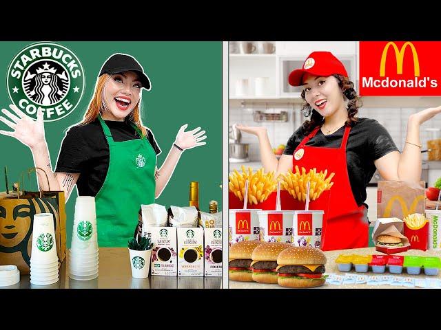 We BUILT REAL Restaurants at Home | Starbucks VS McDonalds Challenge by Crafty Hacks