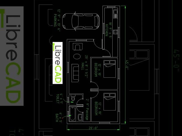 20 x 45 Floor Plan in Librecad #home #shorts