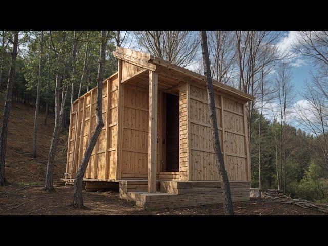 Construction from Pallets. Free wood. House in the Forest