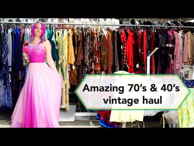 Amazing vintage dress haul from giant warehouse | Vintage Haul + Try On