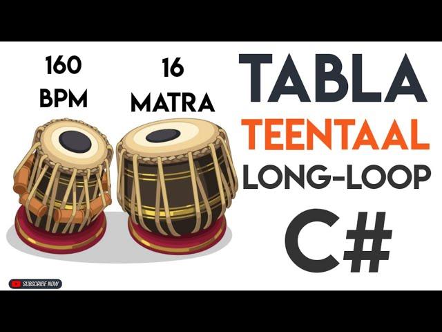 Tabla Teen Taal Long Loop C# Scale | 160 Bpm | #muzzico