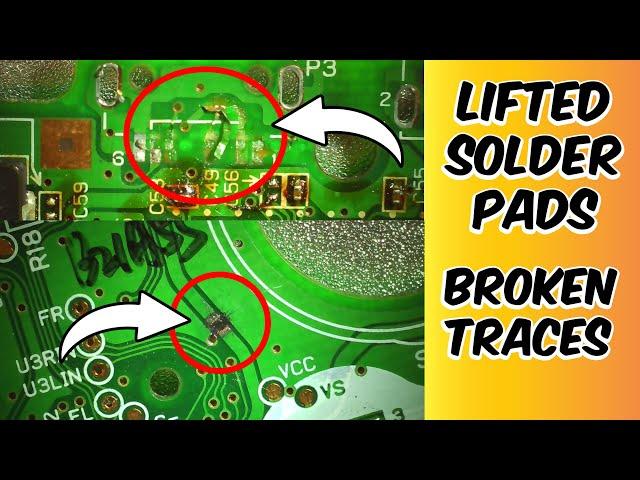 How to fix lifted solder pads, broken vias and traces on circuit boards.