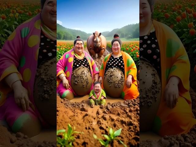 Evolution of cat:Sumo wrestler & woman sit on dirty road with rhinocheros B#cat#cute#love#shorts