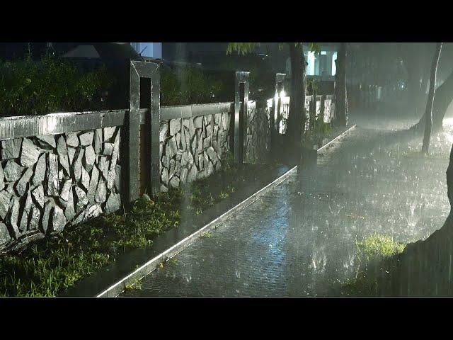 Continuous Torrential Rain  Strong Thunderstorm Sounds  Nature Thunder - Heavy Rain for Sleeping