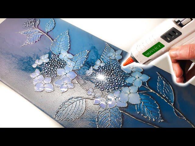 PAINTING with a Glue Gun -  Blue & Purple Hydrangeas + Next Level Techniques | AB Creative Tutorial