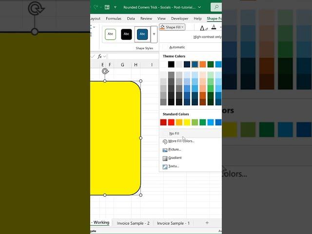 #Excel Rounded Corners Trick #exceltips #howto #teachexcel  #excelcourse