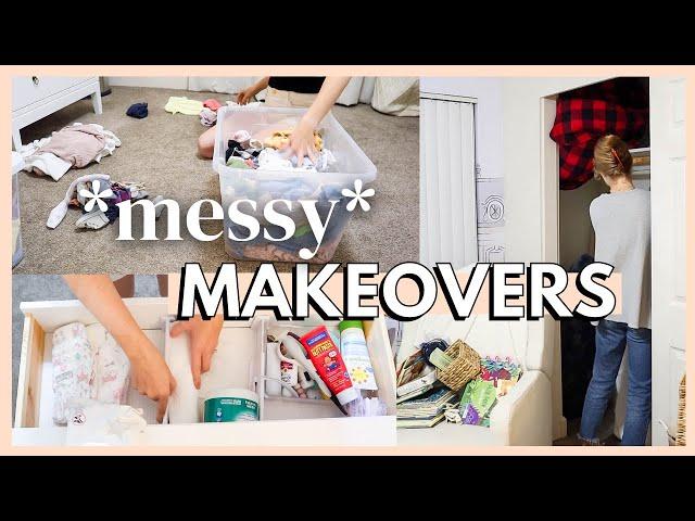 MESSY ROOM MAKEOVERS | closet organize & clean with me | easy diy accent wall idea