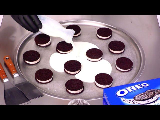 Turning Oreo Ice Cream Sandwiches Into Crazy Satisfying Ice Cream Rolls (ASMR)