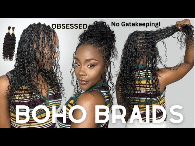 OBSESSED!! | Only Human Hair Boho Braids Tutorial | Lightweight Knotless Braids | YWIGS