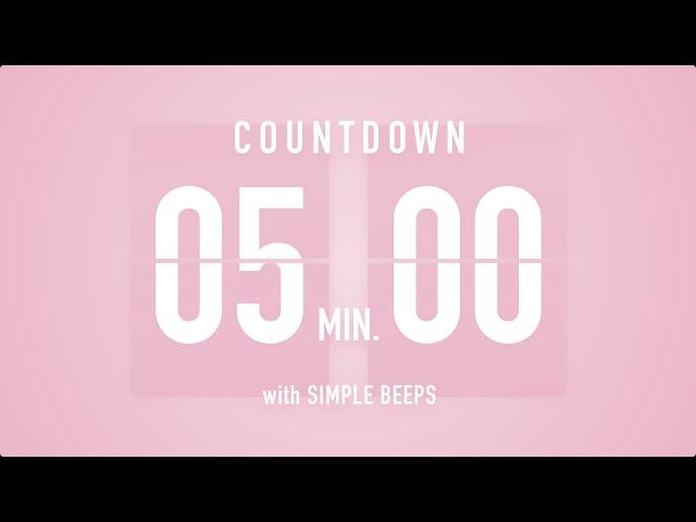 5 Min Countdown Flip Clock Timer / Simple Beeps 