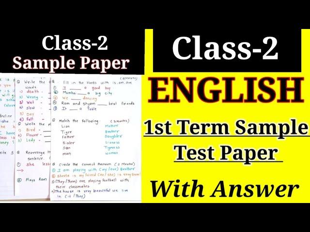 CLASS-2 ENGLISH 1st Term Sample Question Paper | Term-1 English Sample Paper for Second STANDARD