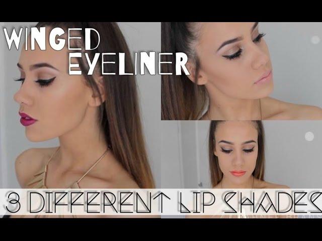 Winged Eyeliner + 3 Different Lip Colours | Rahnee Bransby