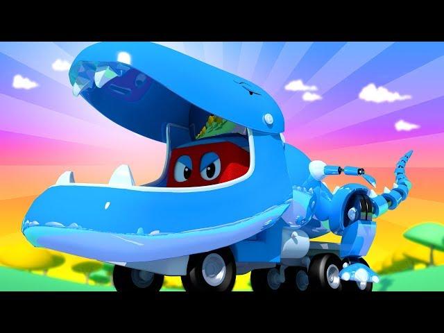 Carl der Super Truck - Jurassic - Spezial Folge: T-Rex Roboter Lastwagen - Cartoons für Kinder  