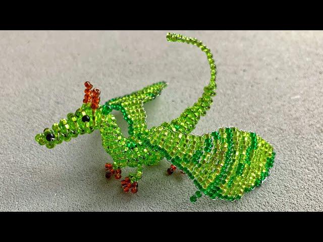 Large voluminous dragon made of beads and wire. Tutorial