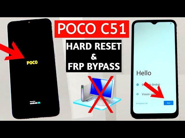 Poco C51 Screen Lock & FRP Bypass (Without Pc) | 100% working Method