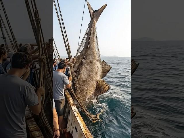 Giant Grouper Caught at Dawn#Net Pulled Out#Dawn Fishing#Giant Grouper#Net Out of Water