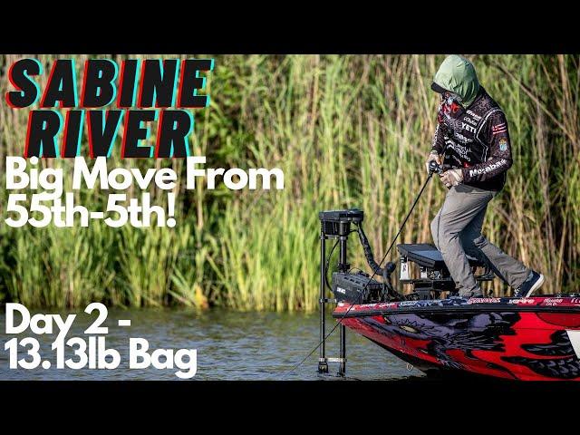 Made a move from 55th - 5th!! Day 2 Sabine River Bassmaster Elites