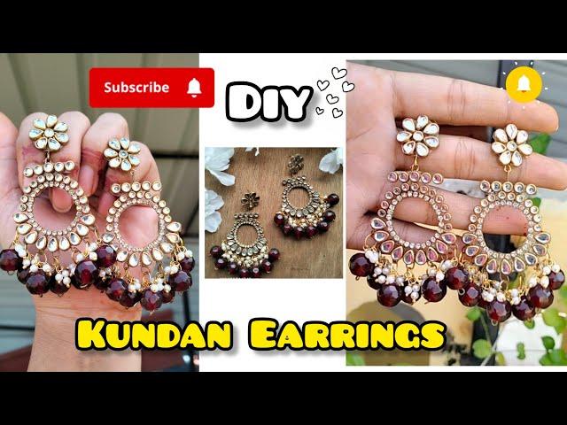 Trending Kundan Earrings tutorial️ Easy Handmade Kundan Jewellery#youtube#youtubevideo#viralvideo#