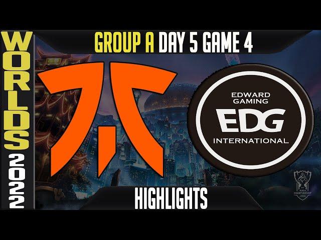 FNC vs EDG Highlights | Worlds 2022 Day 5 Group A Game 4 | Fnatic vs Edward Gaming