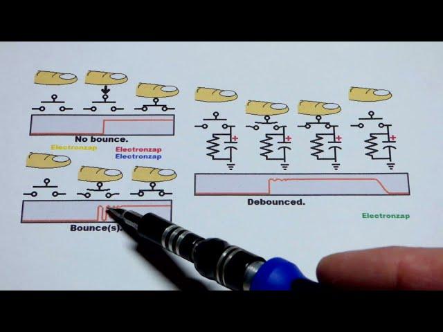 Debouncing mechanical push button switch with capacitor and resistor how to DIY electronics