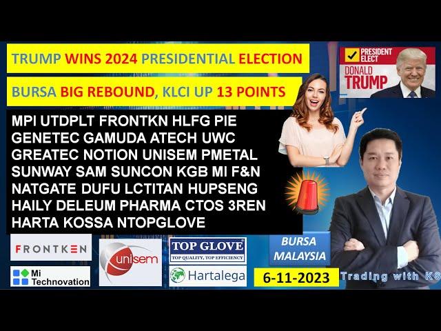 Daily #KLSE #BURSA UPDATE - 6-11-2024 TRUMP WINS 2024 PRESIDENTIAL ELECTIONBURSA BIG REBOUND