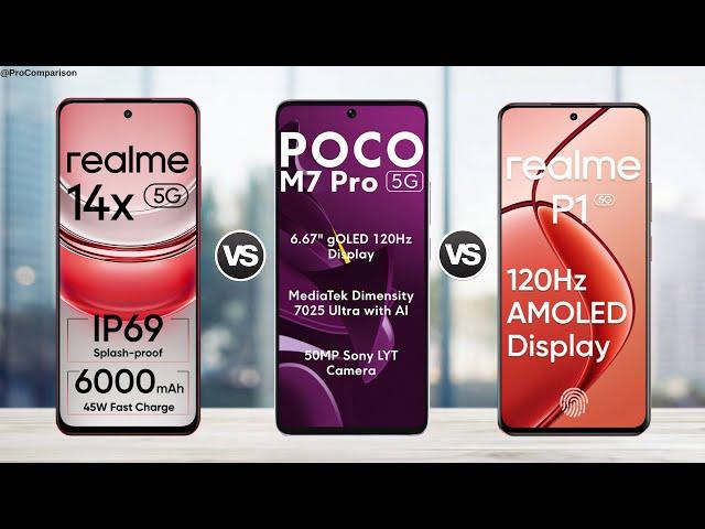 Realme 14x 5g vs Poco M7 Pro 5g vs Realme P1 5g || Full Comparison