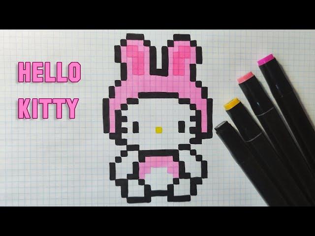 Как нарисовать HELLO KITTY в костюме Зайчика по клеточкам | How to Draw HELLO KITTY Bunny Costume