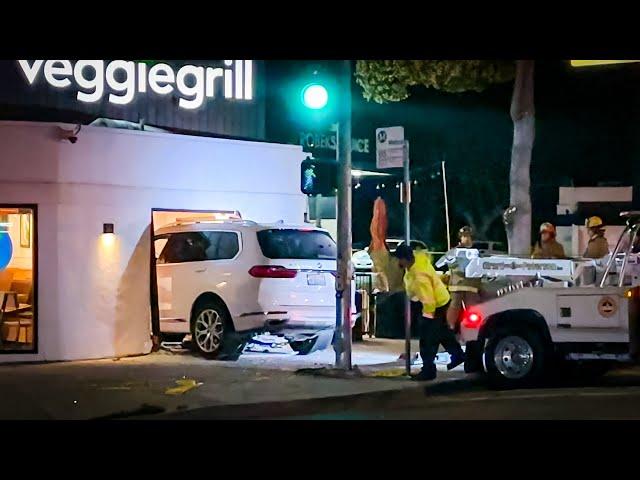 Unbelievable Parking Fail in LA: Car Crashes Into Restaurant