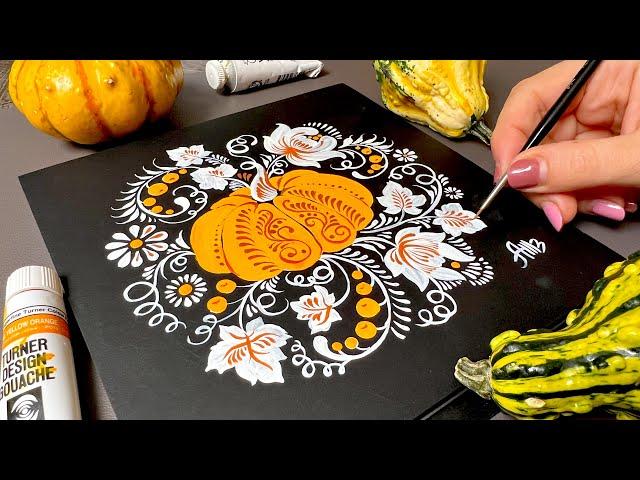 Pumpkin Season    Folk Art Tutorial  Ukrainian Petrykivka Style