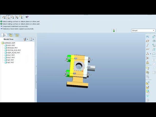 Pro e ( Pro Engineer) Cross Head Assembly Tutorial