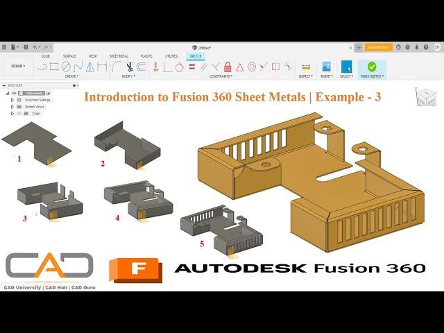 Introduction to Fusion 360 Sheet Metals | Example - 3 | Enclosure Design