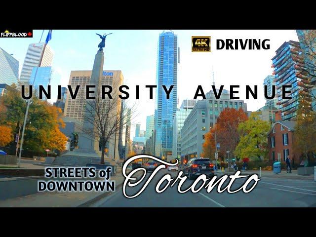 UNIVERSITY Avenue (Southbound)  //  STREETS of Downtown TORONTO  //  4K Driving