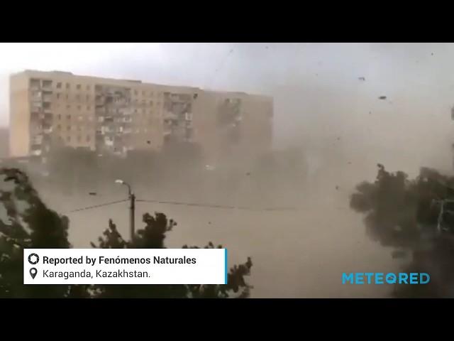 Amazing downburst in Kazakhstan