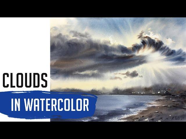 Clouds and sky with watercolor - Painting wet in wet - Relaxing speedpaint