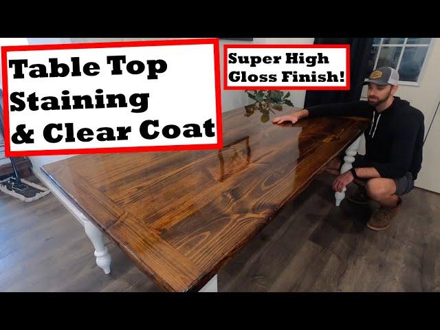 Table Top Stain & Clear Coat: Espresso Stain & Gloss Polyurethane (Farmhouse Table series 4 of 5)