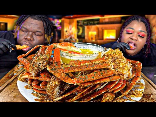 JUMBO SNOW CRAB LEGS DRENCHED IN SAUCE!!! | HASHTAG THE CANNONS | MUKBANG EATING SHOW!!