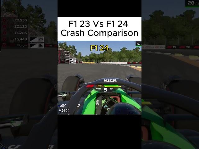 F1 23 Vs F1 24 Crash Comparison Ft Ferrari and KICK Sauber #racing #shorts #f1   #f124   #f123