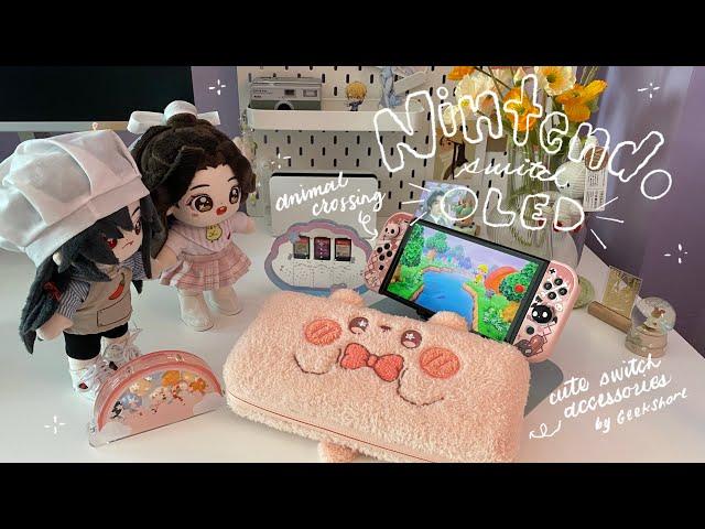 unboxing  cute & aesthetic nintendo switch oled accessories ft. GeekShare (+ animal crossing!) 