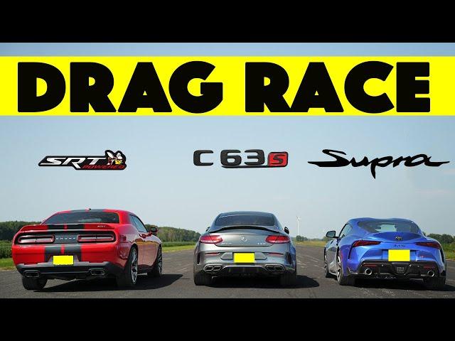 Toyota GR Supra Drag Races Mercedes C63S Coupe And Dodge Challenger SRT 392, Humiliation Follows.