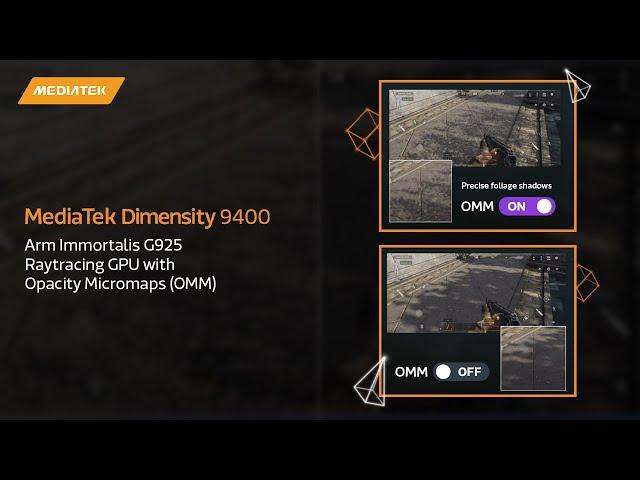 MediaTek Dimensity 9400: Arm® Immortalis™ - G925 Raytracing GPU with Opacity Micromaps (OMM)