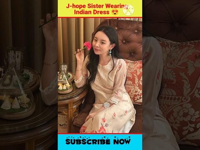 J-hope's Sister Jiwoo In Indian Outfit  #shorts #bts #blackpink #jiwoo