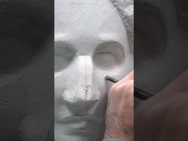 Carving a marble face | A 20 seconds time lapse