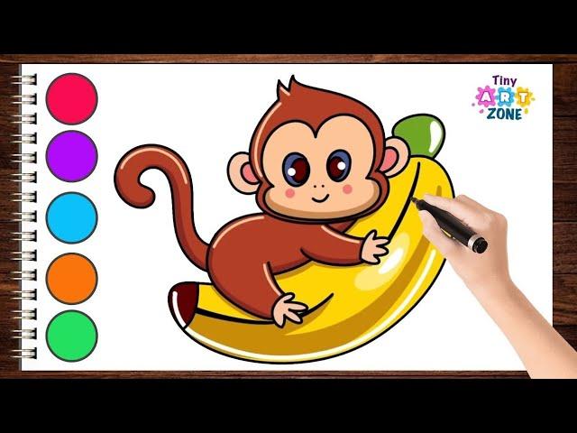 Monkey With Banana || Monkey drawing with banana ||simple drawing ||Creative Corner