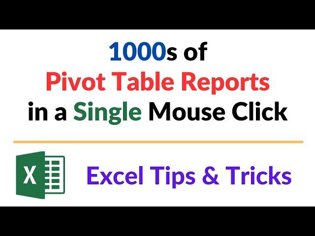 Multiple PivotTable Reports in a single click