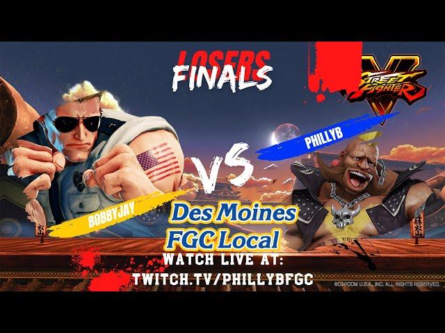 Losers Finals - BobbyJay (Guile) vs PhillyB(Birdie) Street Fighter V Des Moines FGC Local