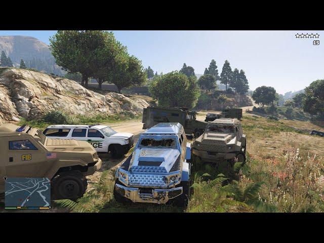 GTA 5 [VE:DGA 5.2] - Trevor, Franklin, Michael's Fort Zancudo Military Base Rampage + 5 Star Escape